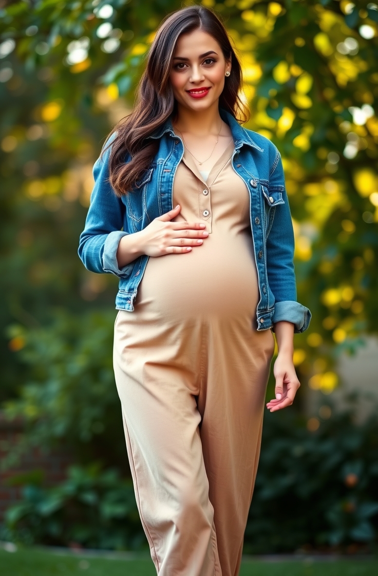 Denim Jacket With Maternity Jumpsuit