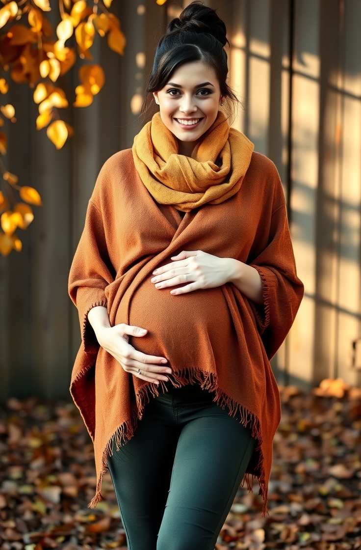 Poncho With Skinny Maternity Pants