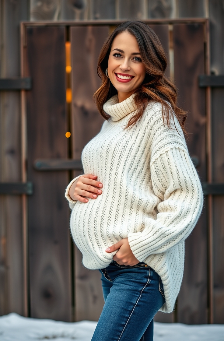 Chunky Sweater With Maternity Jeans