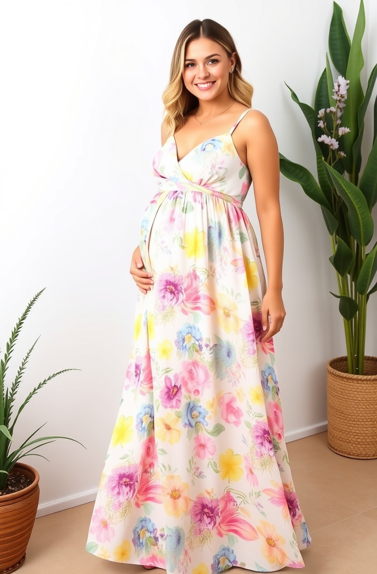 Flowy Maxi Dress With Floral Print