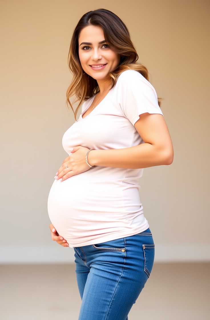 High-Waist Maternity Jeans With Basic Tees