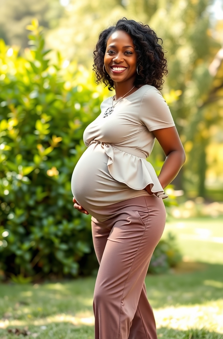 High-Waist Maternity Pants with Peplum Tops