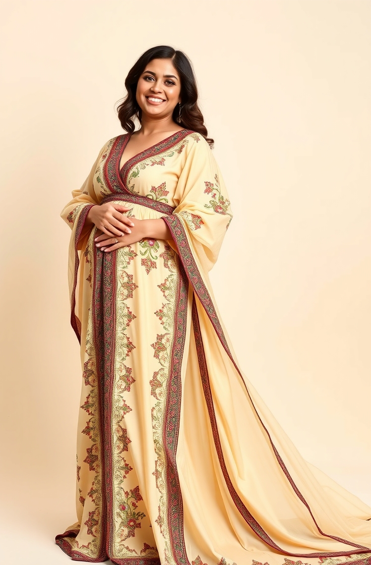Long Kaftan Dress With Embroidery