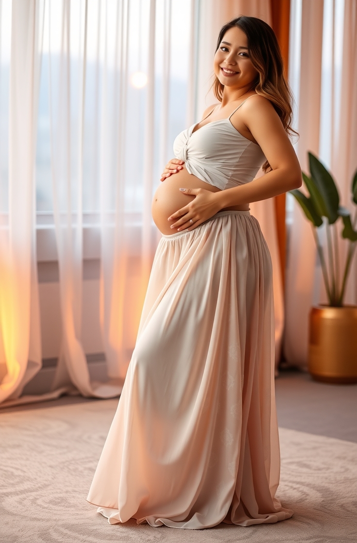 Long Skirt With Maternity Top