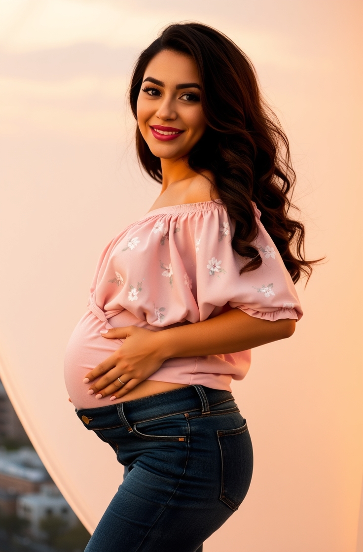 Maternity Jeans with Cute Blouse