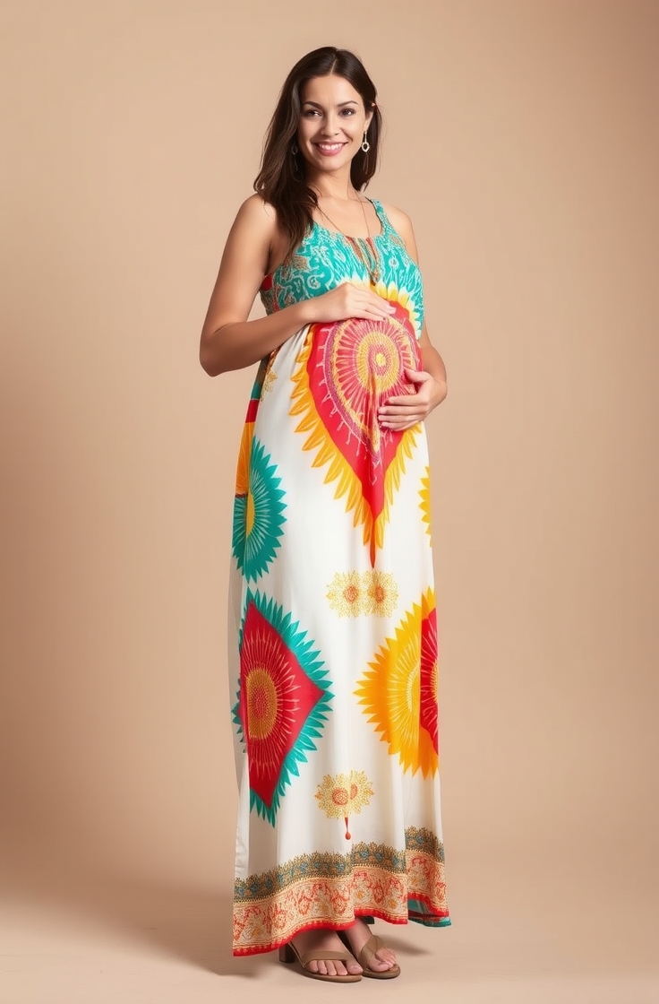 Maxi Dress With Ethnic Print