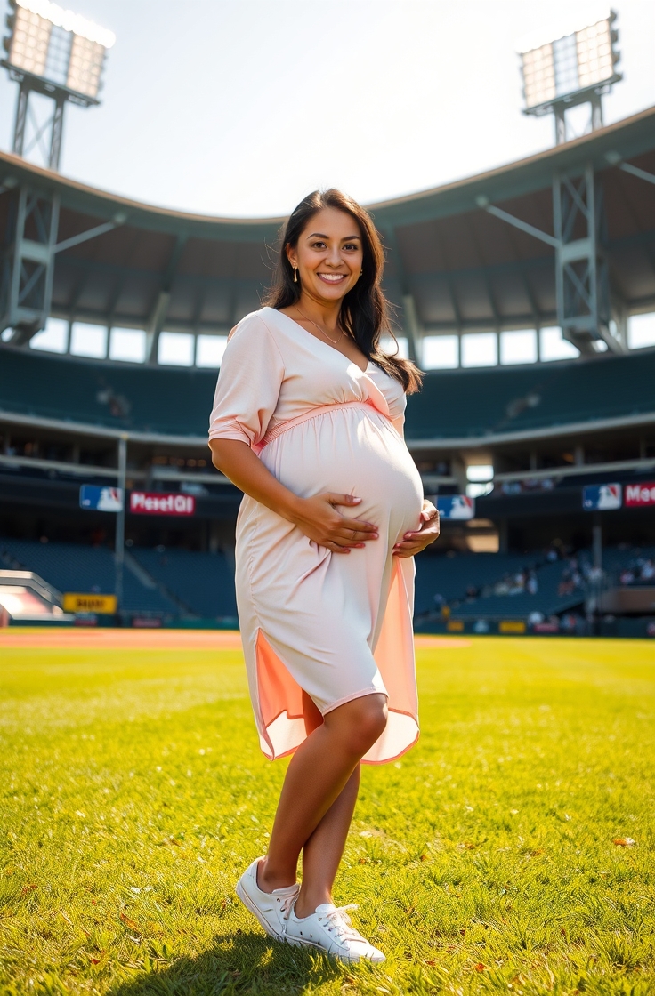 Simple Maternity Dress With Canvas Sneakers