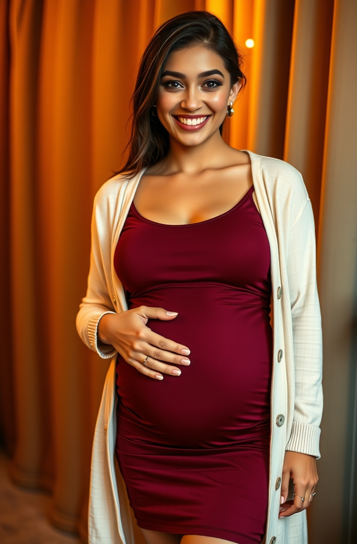 Stretchy Bodycon Dress with Long Cardigan