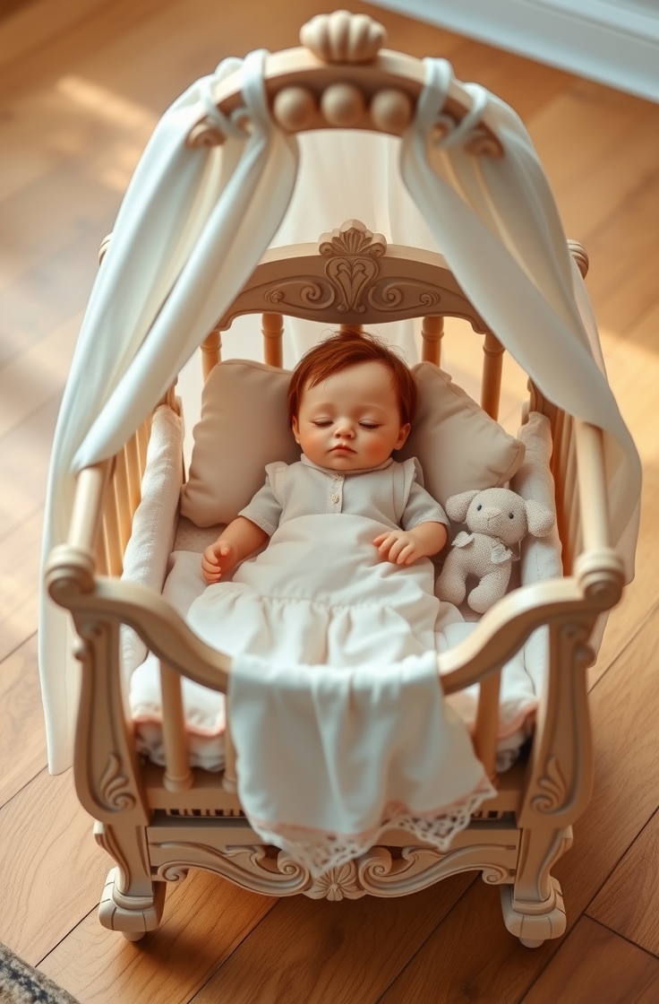 Baby Doll with Crib and Bedtime Set