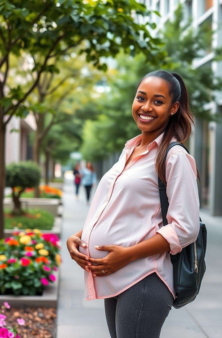 Button-Down Shirt with Maternity Jeggings