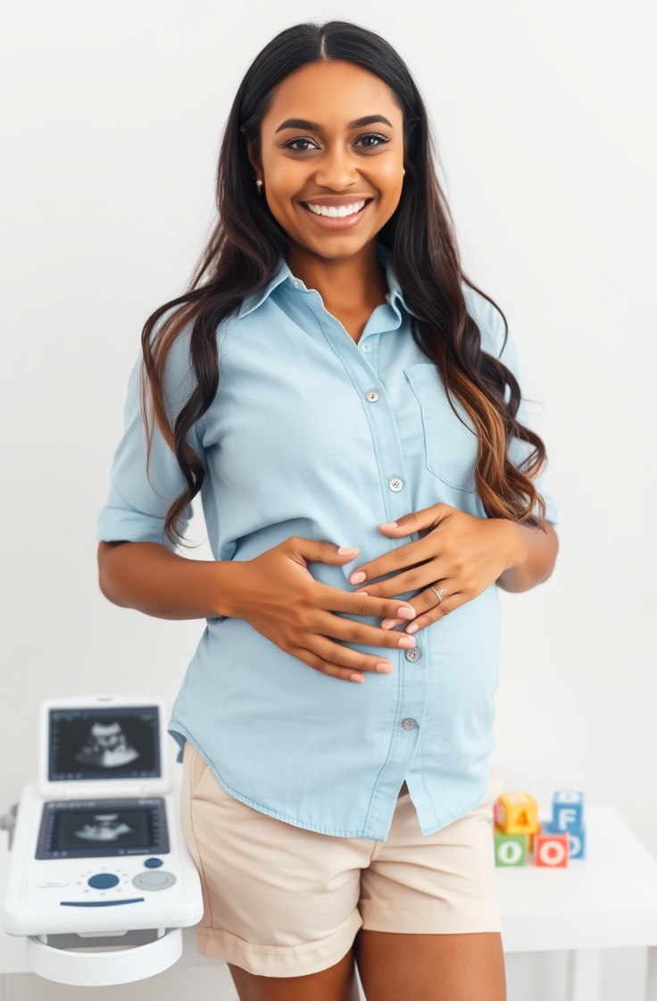 Button-Down Shirt with Maternity Shorts