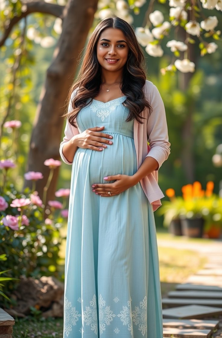 Cotton Maxi Dress with a Light Jacket