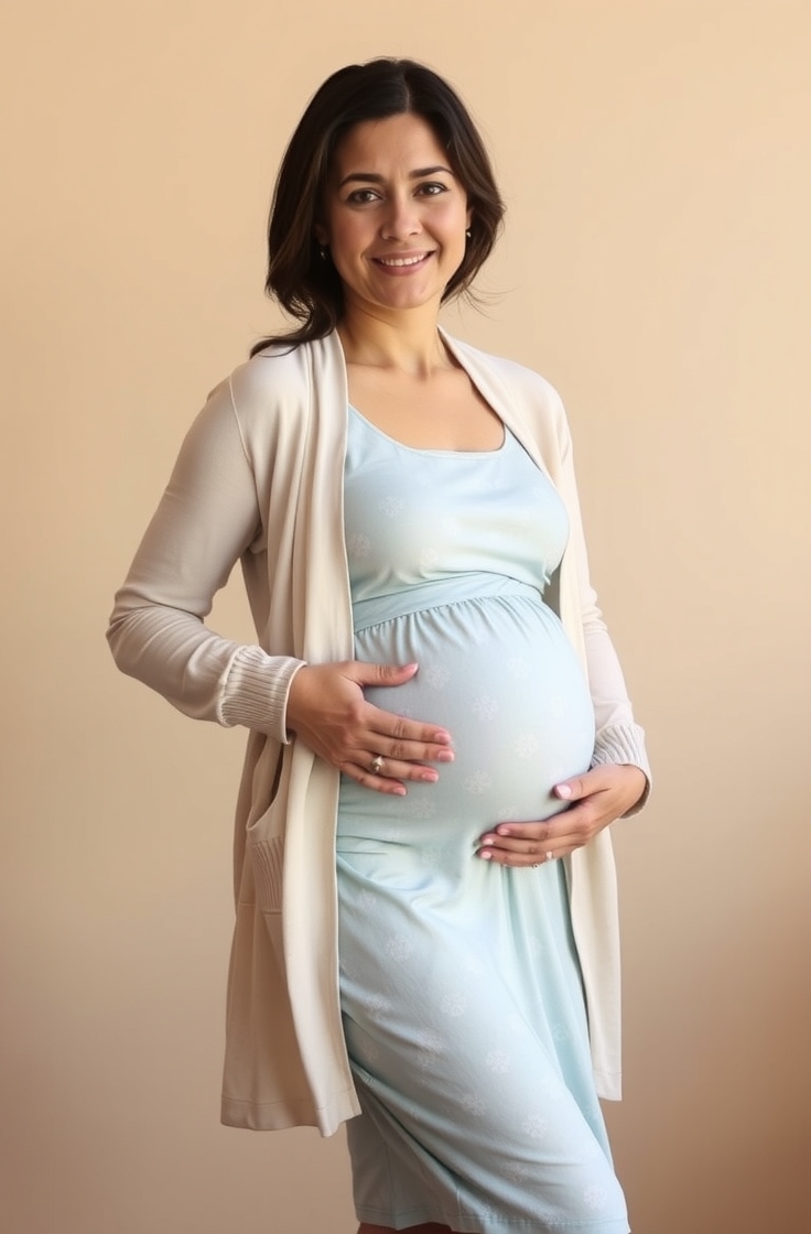 Empire Waist Dress with a Cardigan