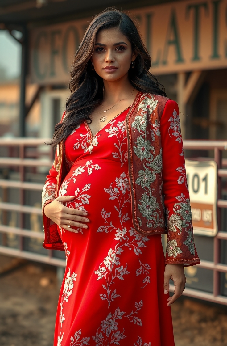 Flared Dress with Embroidered Jacket