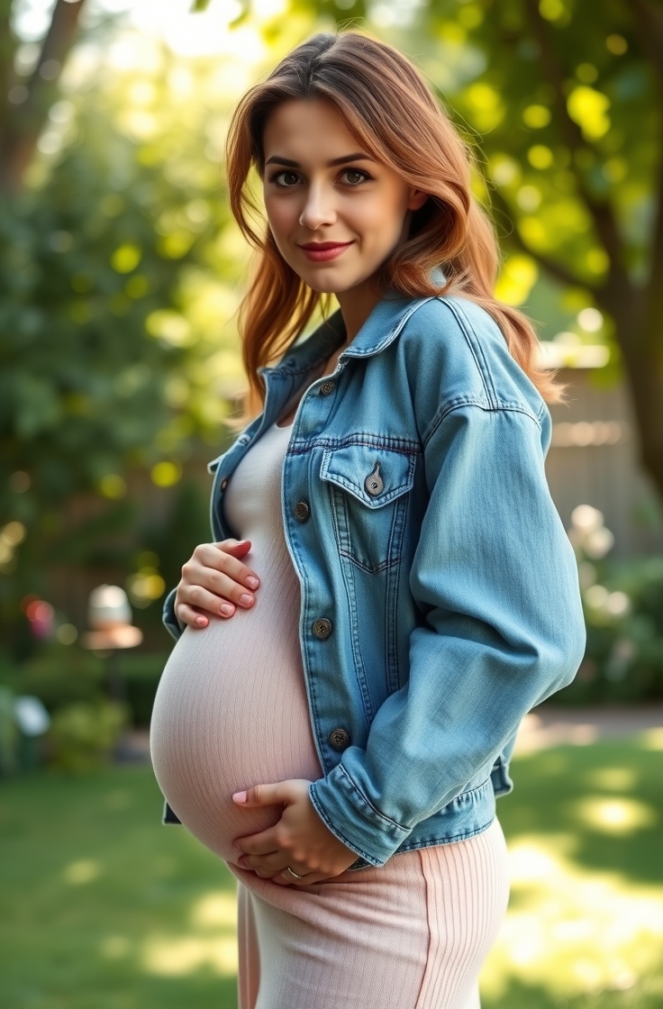 Knit Dress with a Denim Jacket