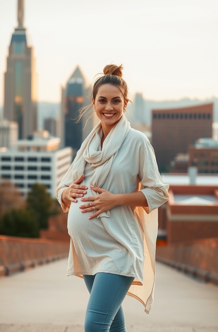 Leggings with Tunic and Long Scarf