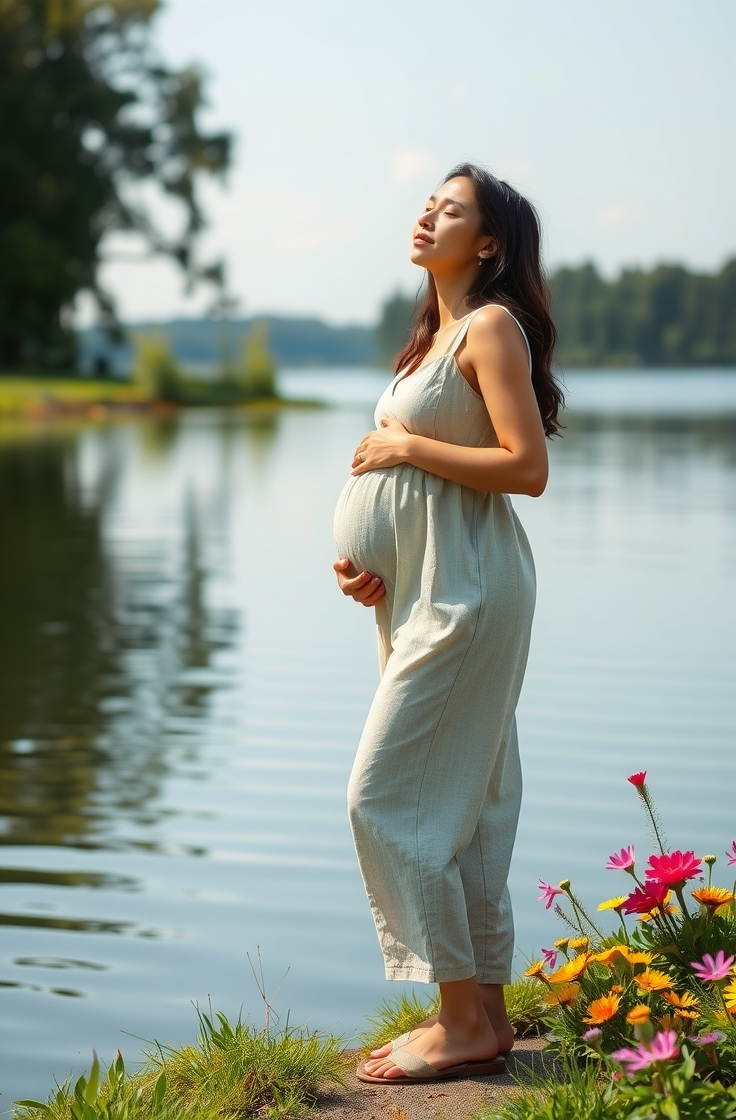 Linen Maternity Jumpsuit