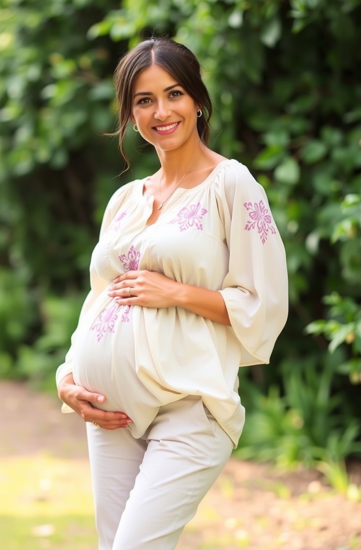 Linen Pants with Peasant Blouse