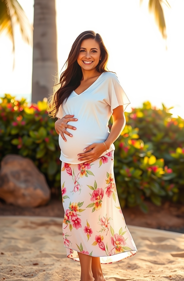 Loose T-Shirt with Maternity Skirt