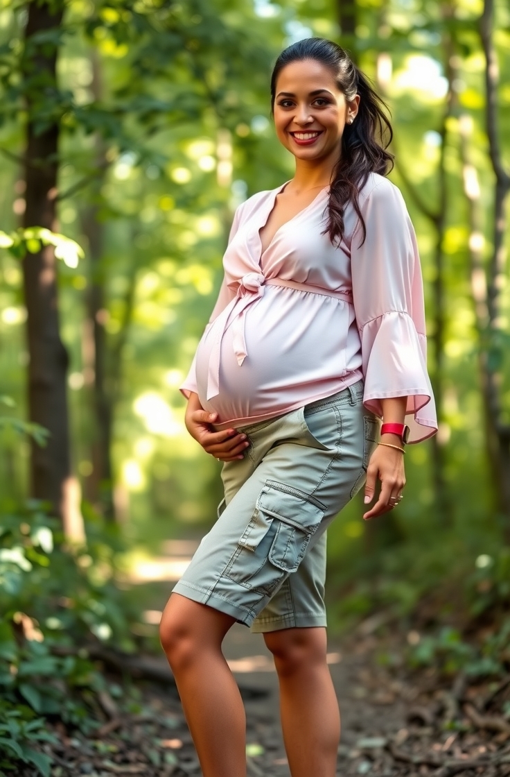 Maternity Cargo Shorts with Flowy Top