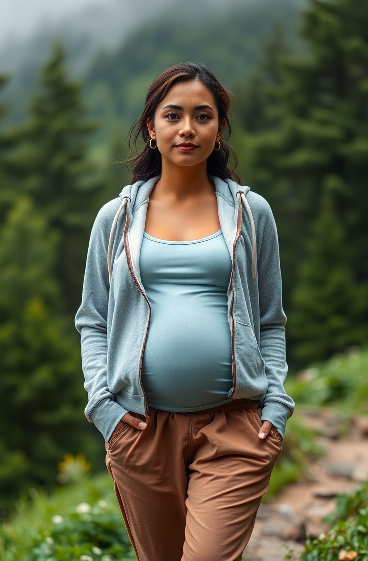 Maternity Joggers with Zip Hoodie and Tank