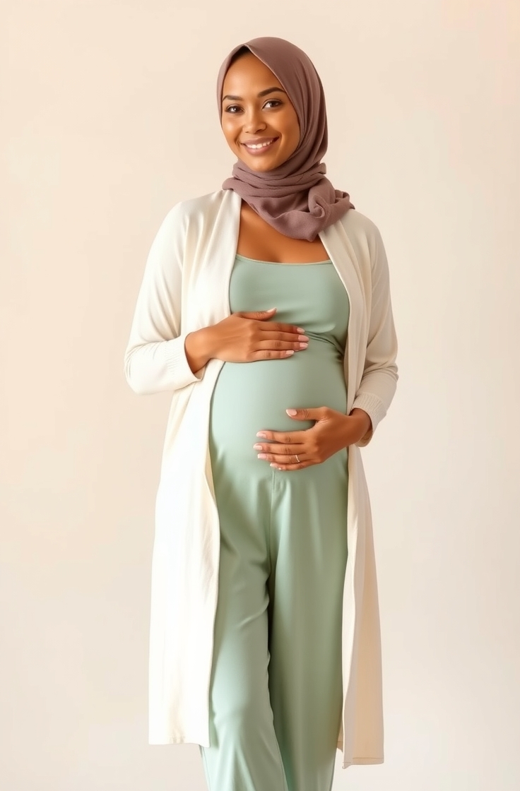 Maternity Jumpsuits with Long Cardigans