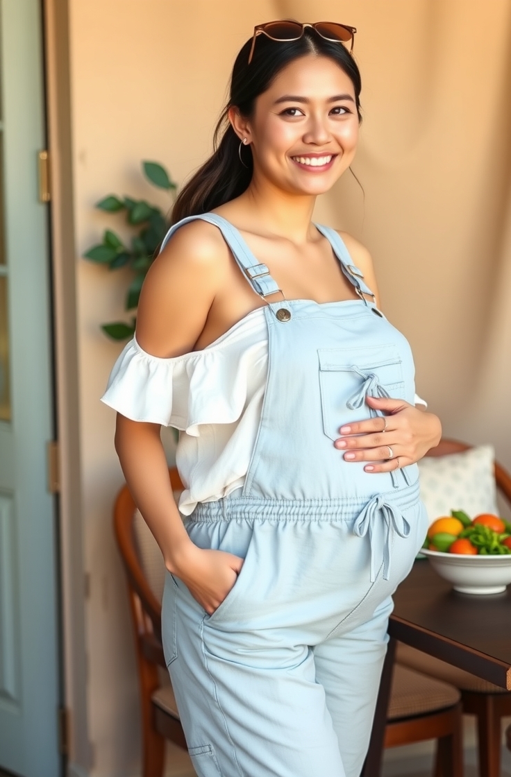 Maternity Overalls with a Sleeveless Top
