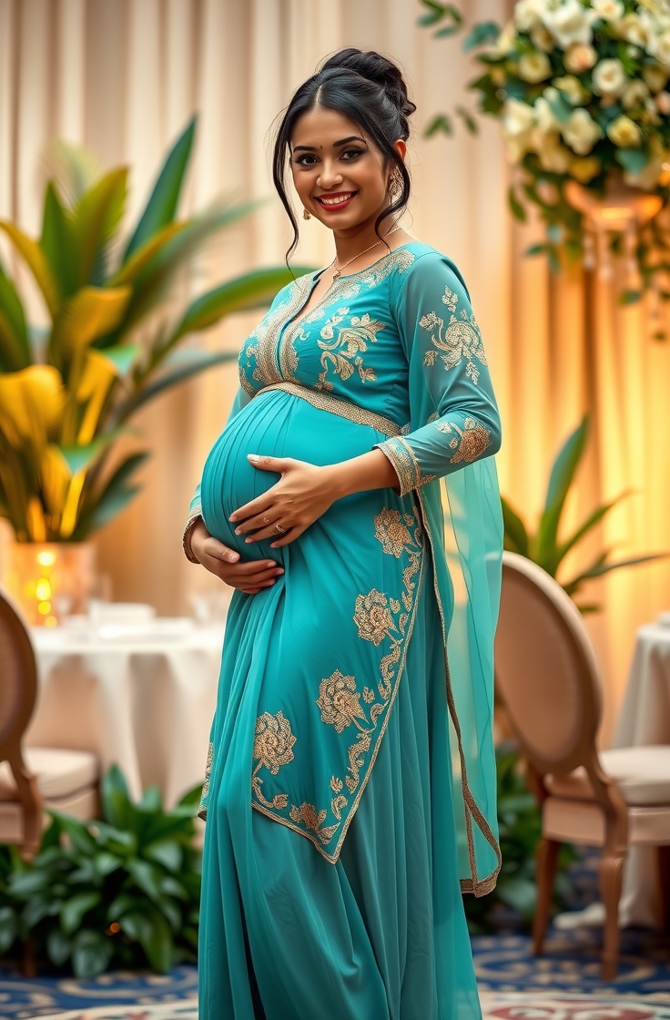 Maternity Skirt with Embroidered Kurti