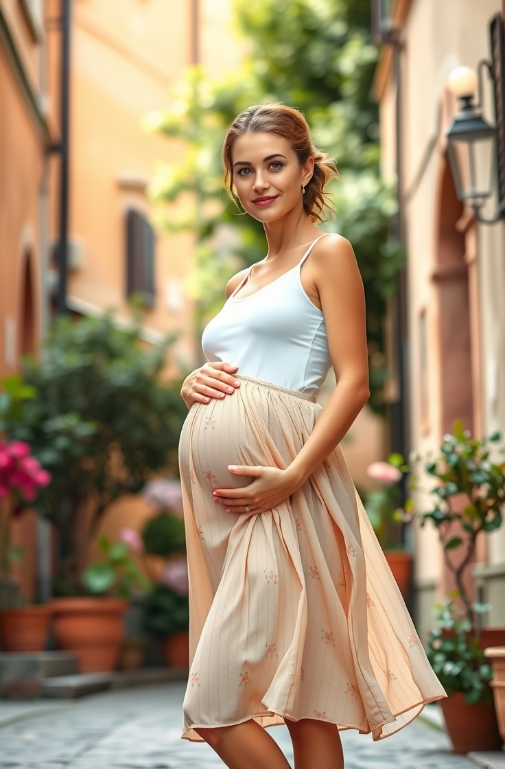Maternity Skirt with Tank Top for Hot Weather