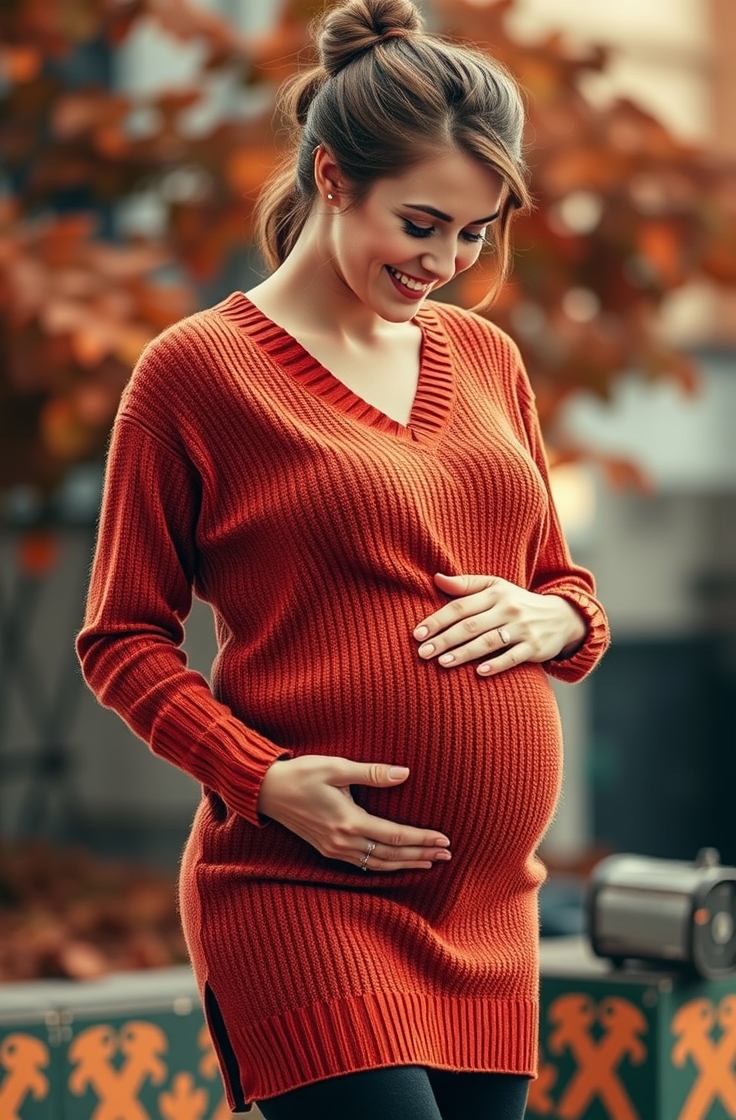 Maternity Sweater Dress with Tights