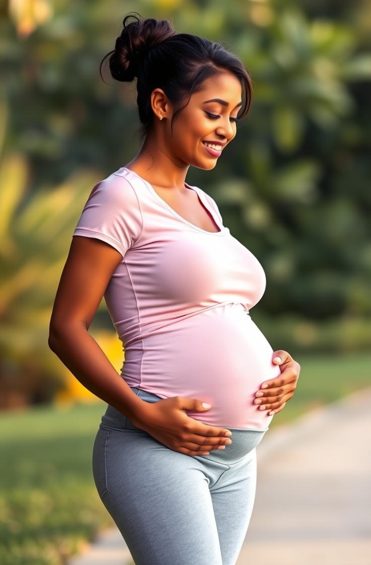 Maternity Yoga Pants With Fitted Tee