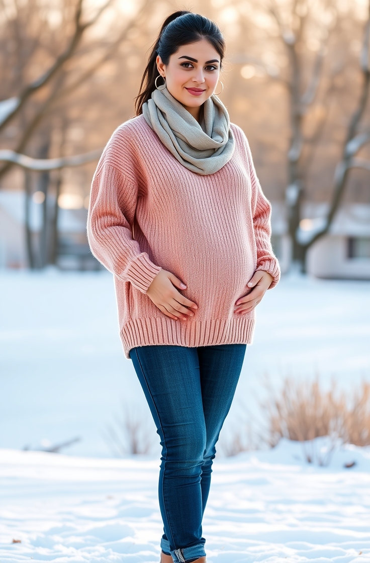 Oversized Sweater with Maternity Jeans