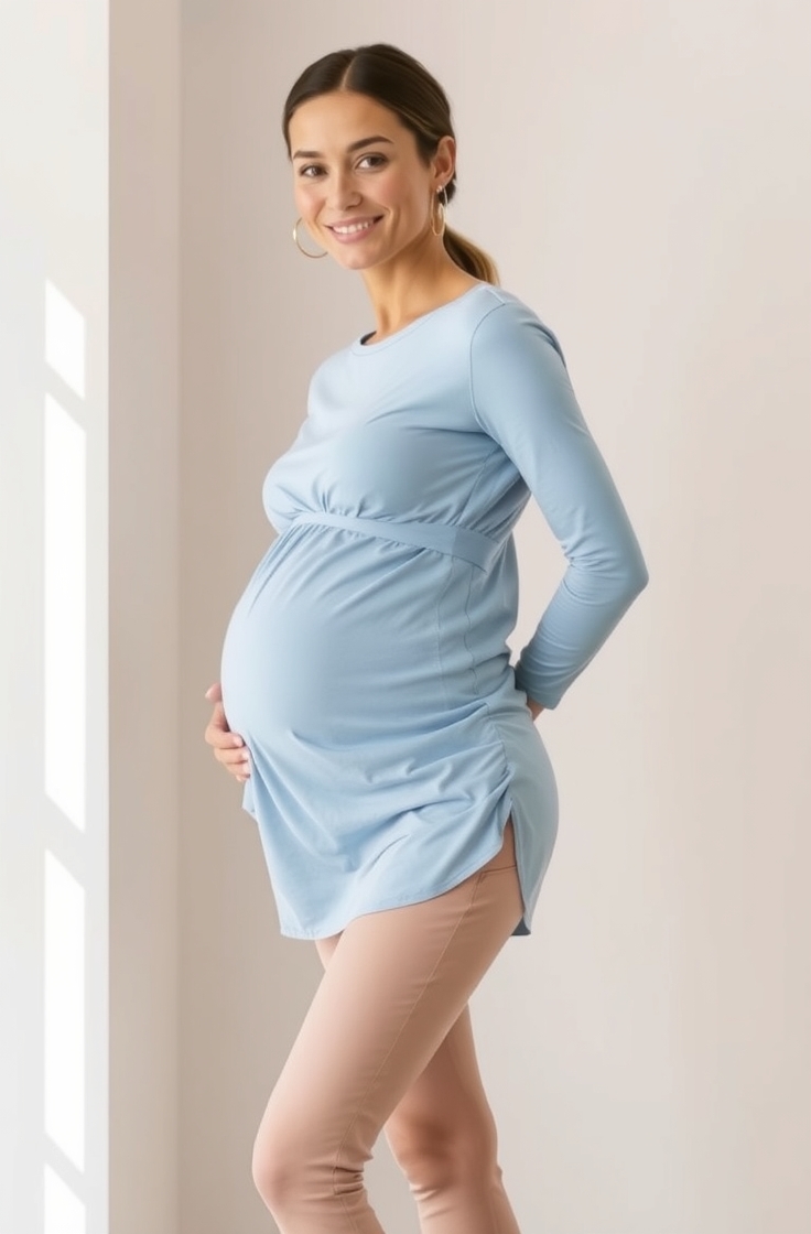 Short Maternity Tunics with Slim Pants
