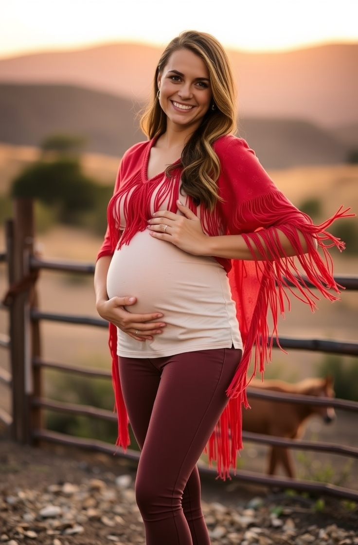Stretchy Leggings with Fringe Poncho
