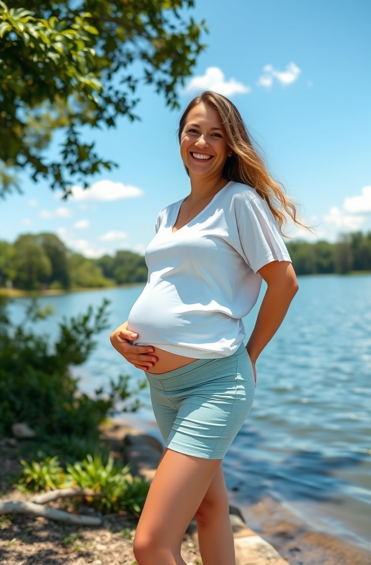 Stretchy Maternity Shorts with Loose T-Shirt