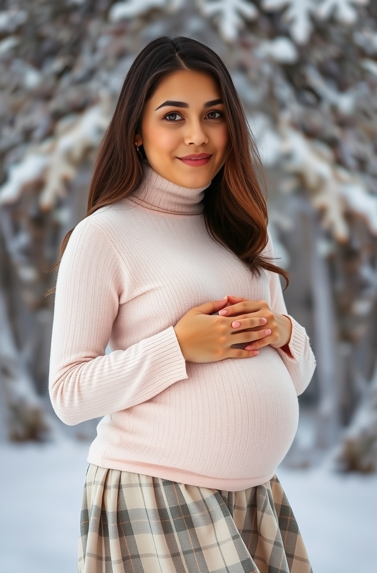 Turtleneck with Maternity Skirt and Tights