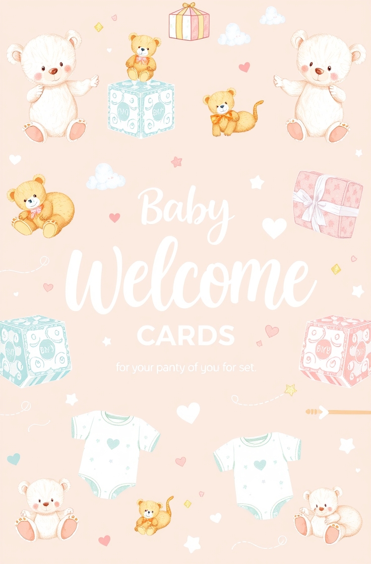 Art Set for Baby Welcome Cards