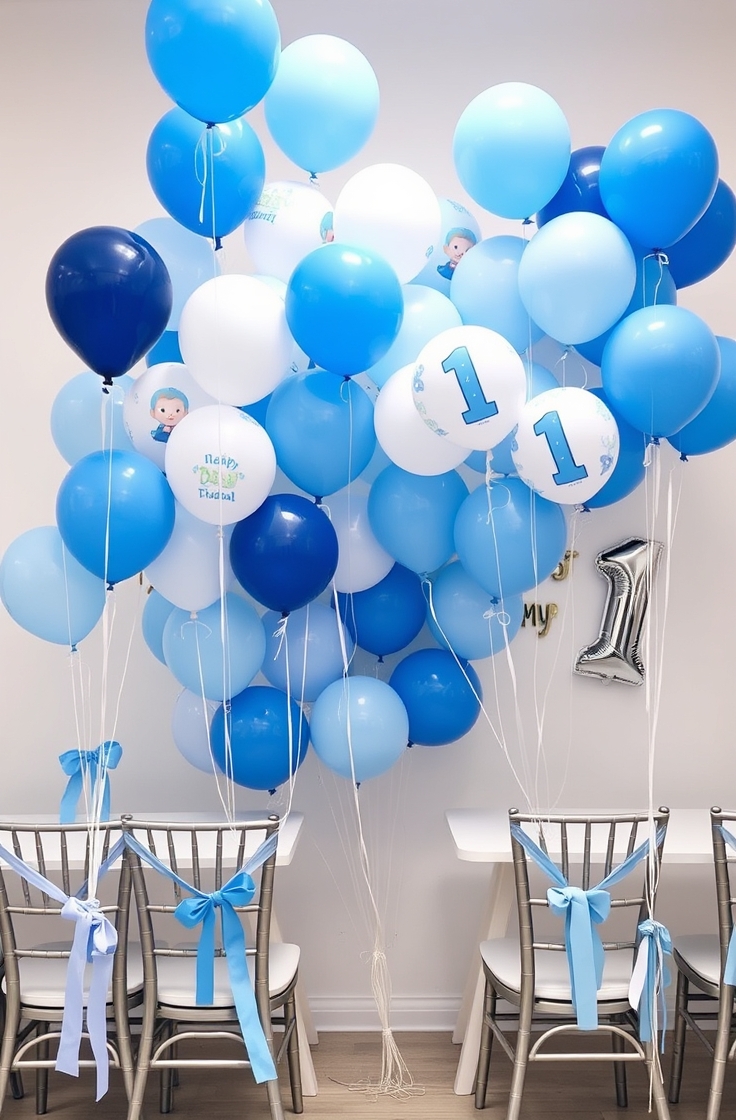Blue and White Balloon Theme