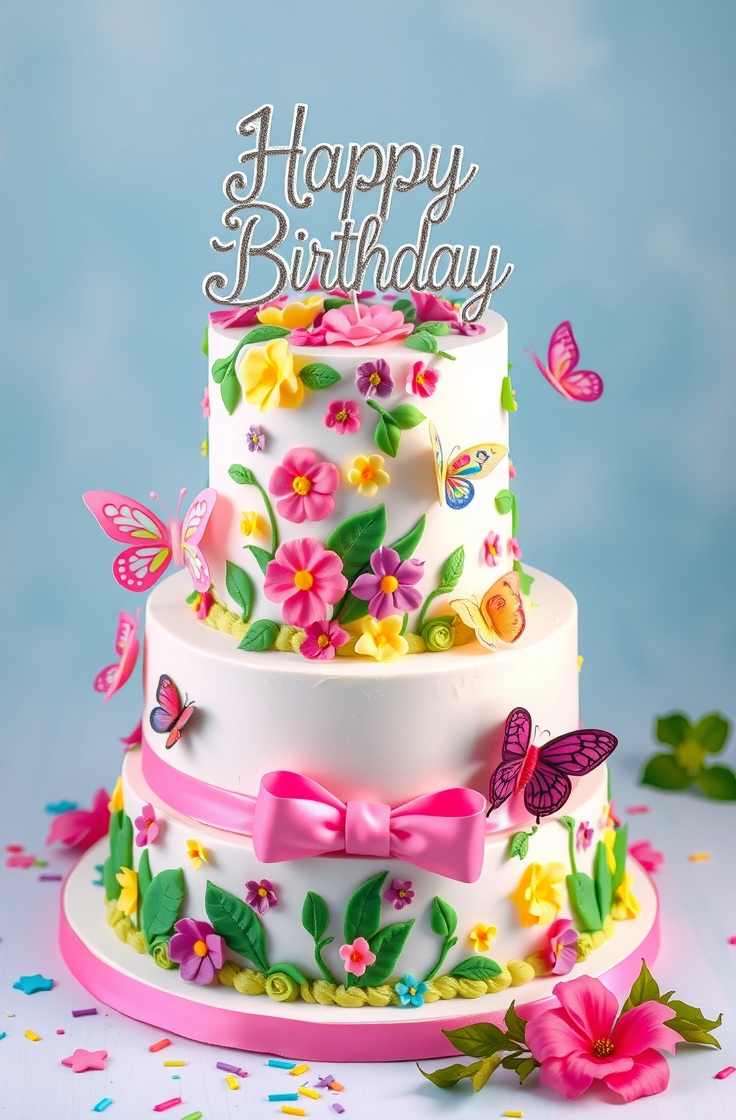 Butterfly Garden Cake