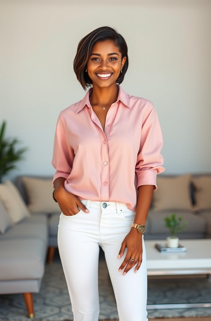 Button-Down Shirt with Slim Pants