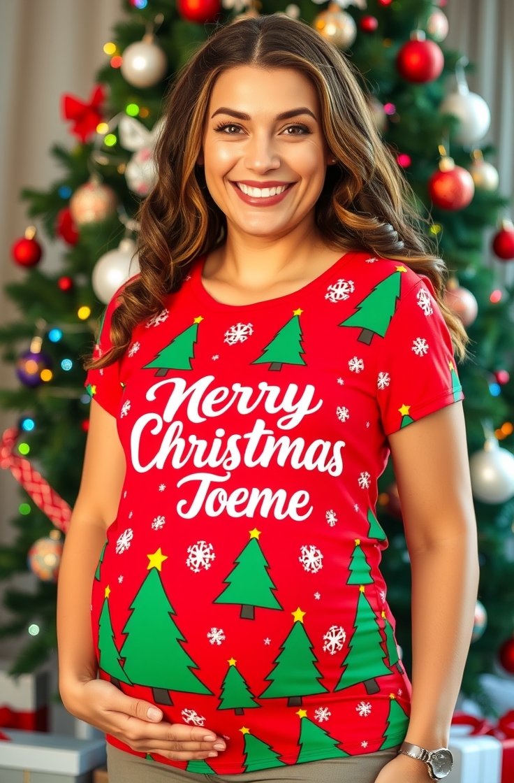 Christmas-Themed Maternity Shirt