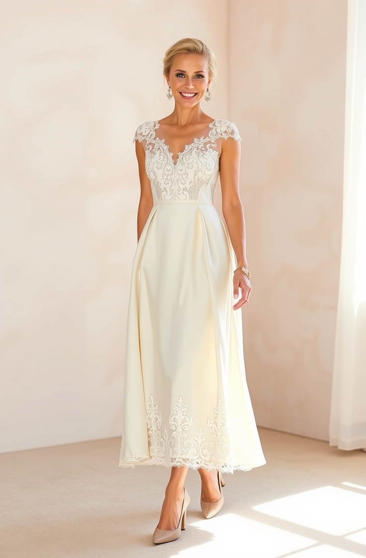 Elegant A-Line Dress with Lace Details