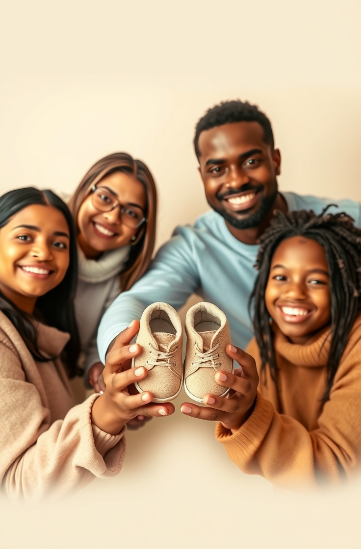 Family Photo with Tiny Shoes