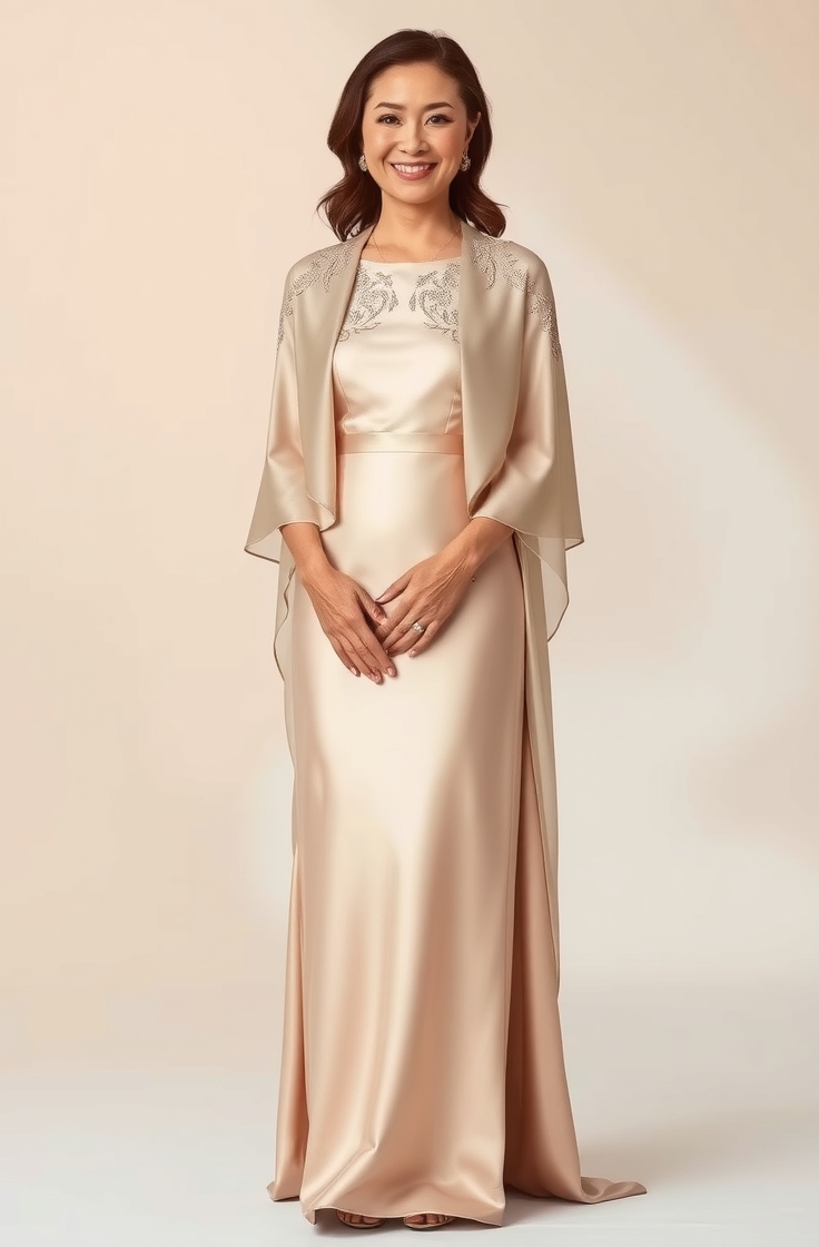 Long Dress with Cape Overlay