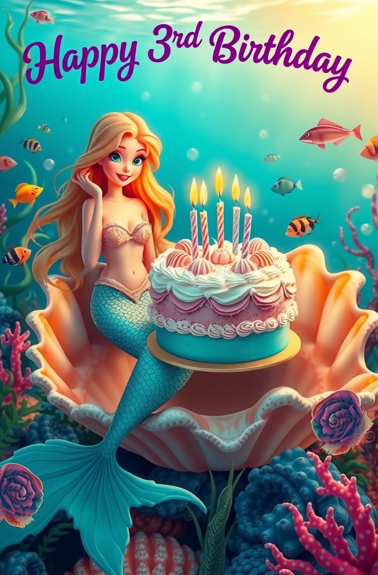 Mermaid Under the Sea Cake for 3 Year Baby Girl Birthday Cake Ideas