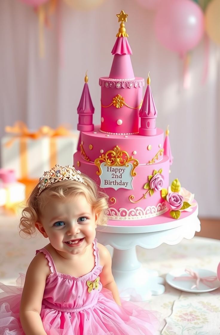 Pink Princess Castle Cake