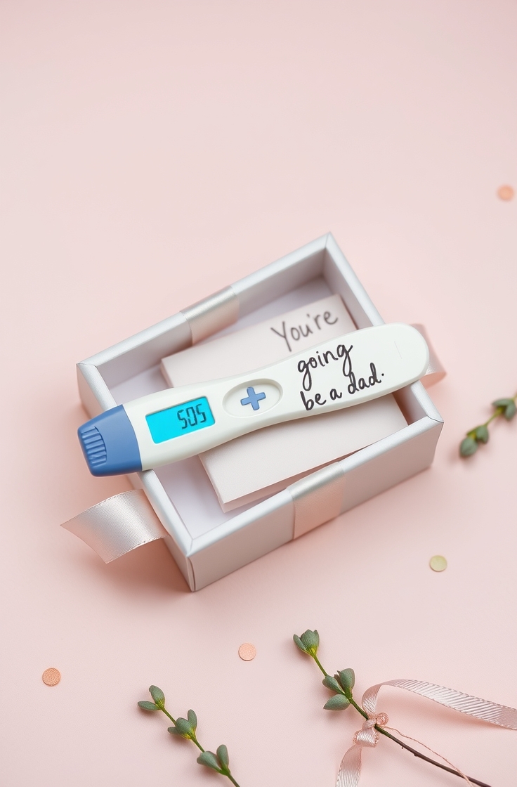 Positive Pregnancy Test in a Gift Box