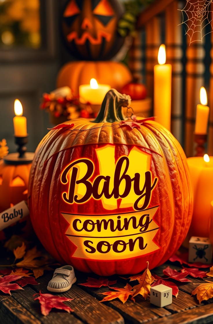 Pumpkin Carving Baby Reveal