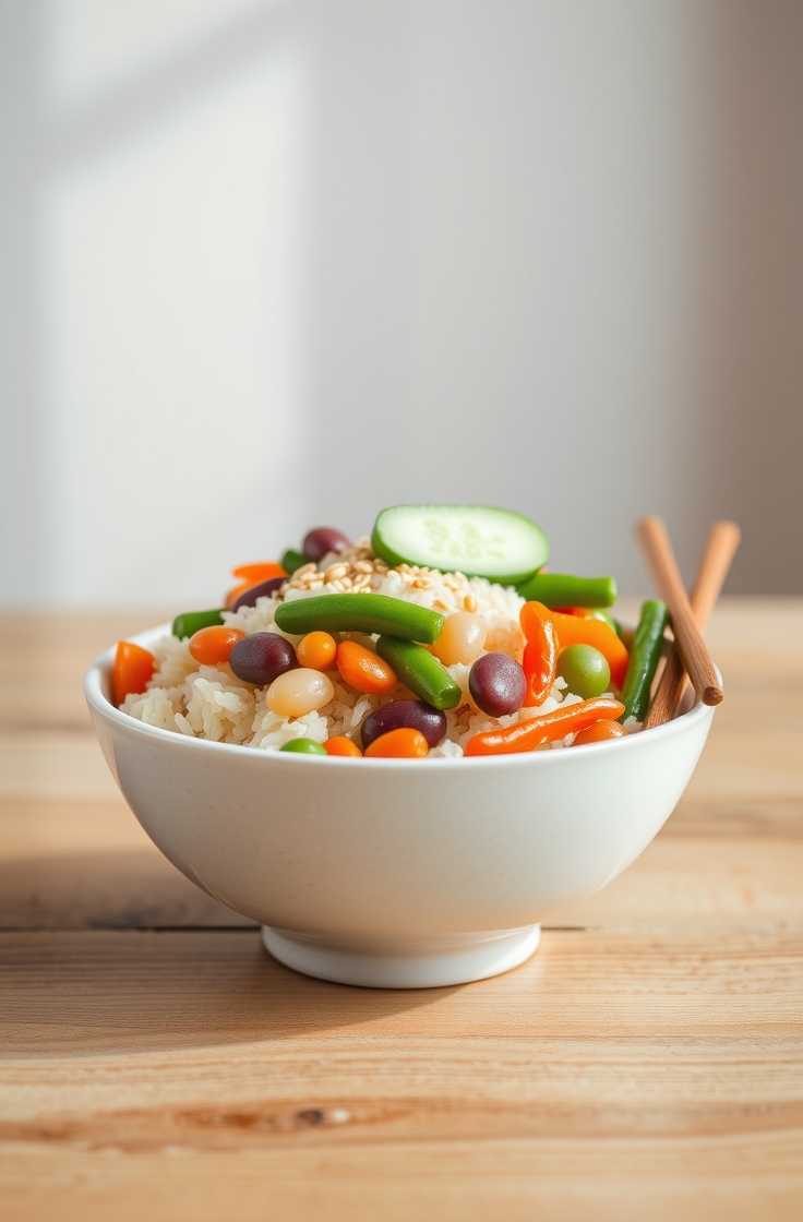 Rice Bowl with Beans and Vegetables