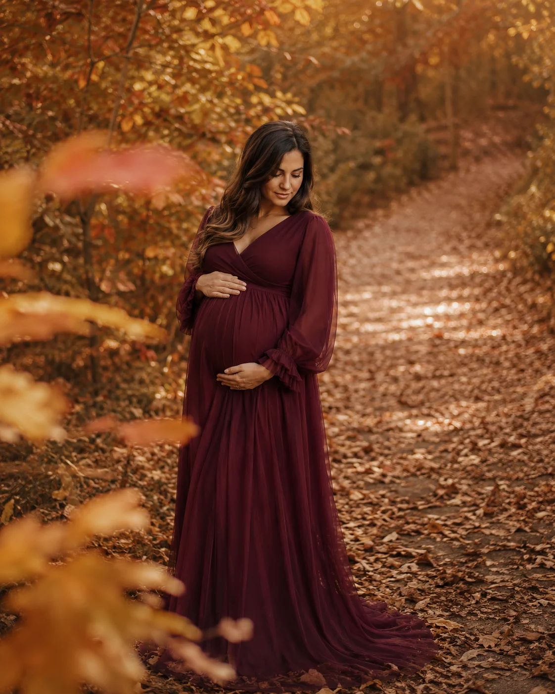 Autumn Leaves Maternity Portrait